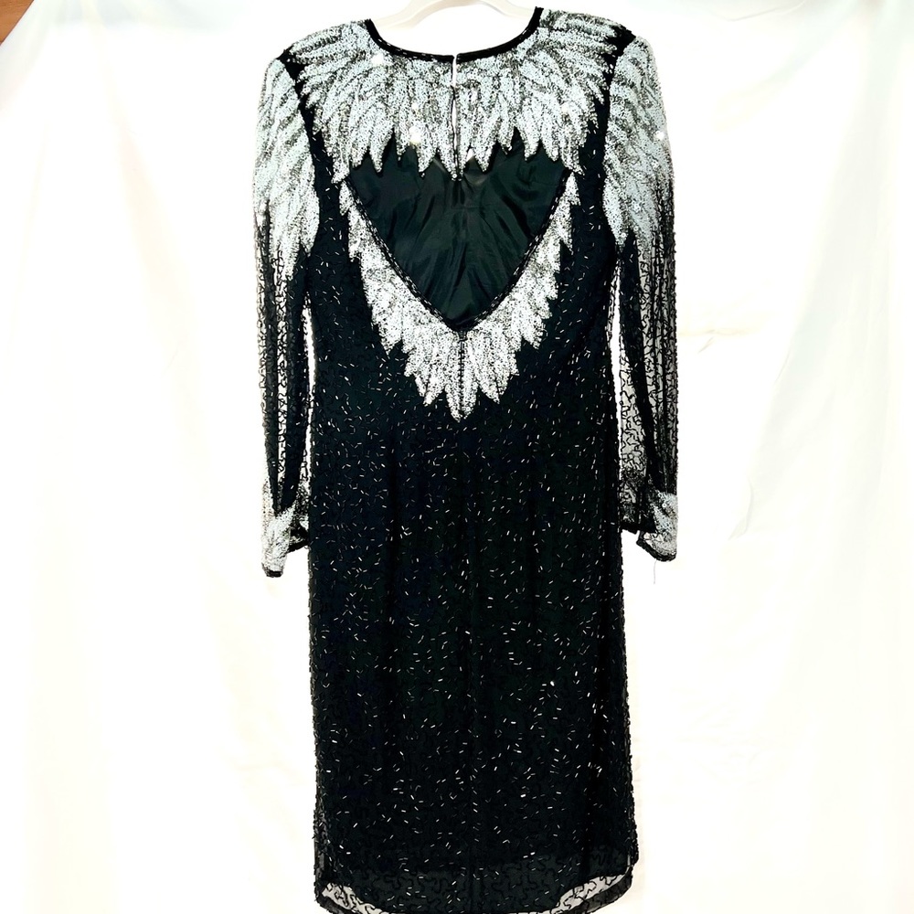 Vintage Oleg Cassini BLACK TIE  Formal SILK Gown Occasion Event Evening Sequined - Picture 16 of 16